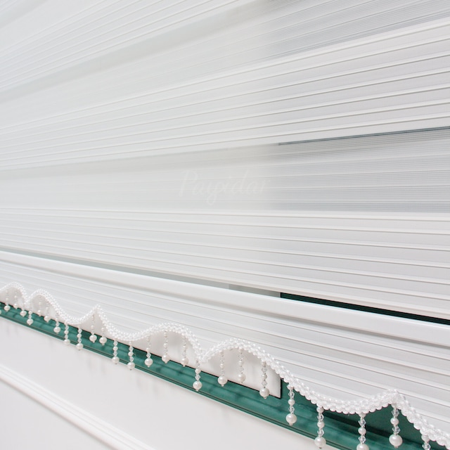 Payidar Pliseli Beyaz Zebra Stor Perde - Ölçü Seçenekli