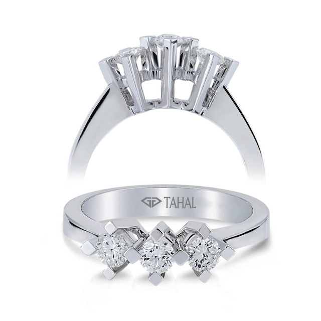 0,42 Karat Pırlanta Üçtaş Yüzük