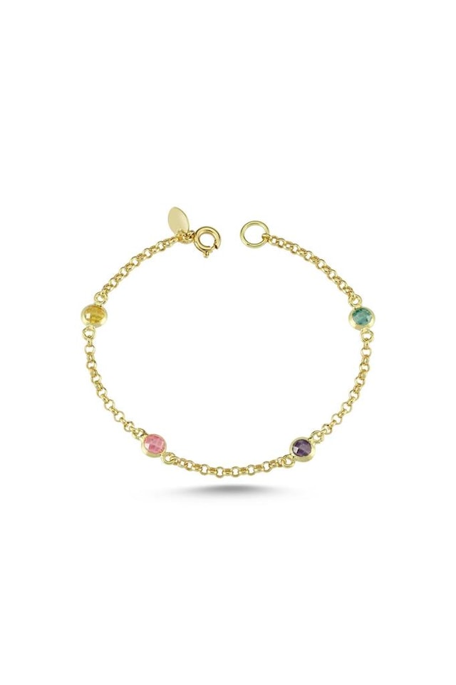 Altın Renkli Taşlı Çocuk Bilekliği