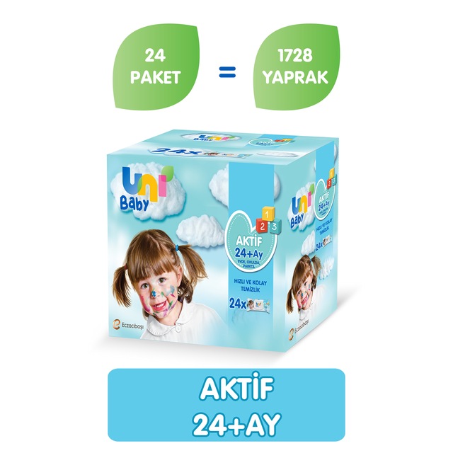 Uni Baby Aktif Bebek Islak Havlu Mendil 24 x 72'li