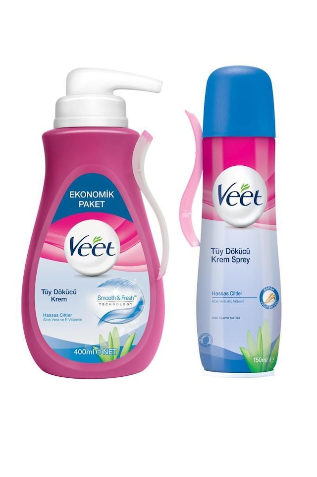 Veet Smooth & Fresh Hassas Cilt Tüy Dökücü Krem 400 ML + Hassas Cilt Tüy Dökücü Krem Sprey 150 ML