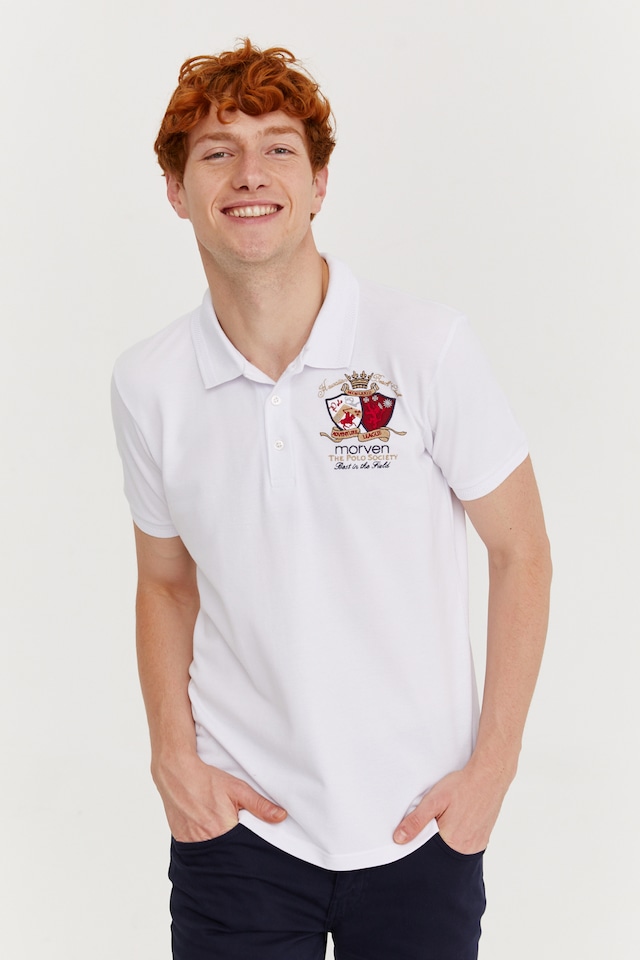 MORVEN Polo Yaka Regularfit Erkek Tshirt Beyaz