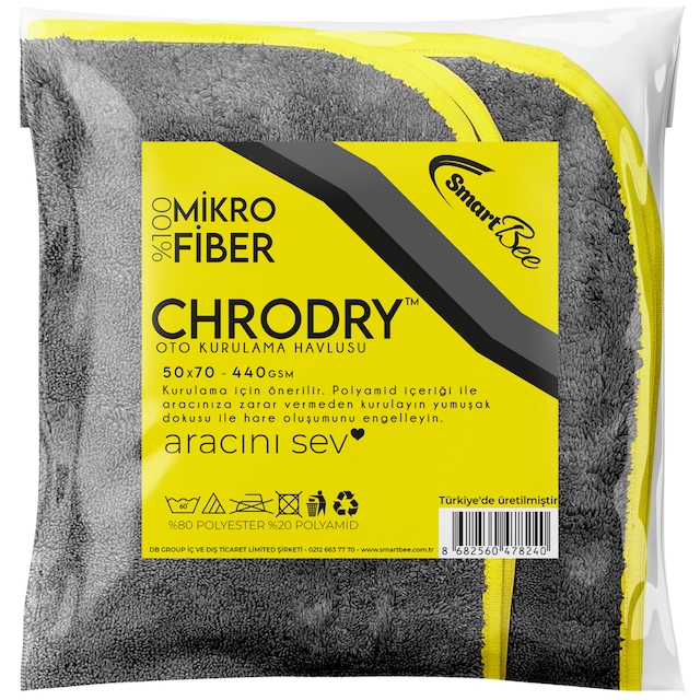 Smartbee Chrodry Mikrofiber Oto Kurulama Havlusu 50×70
