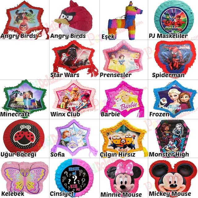 Model Seçmeli İçi Boş veya Dolu Pinyata + Pinyata Sopası