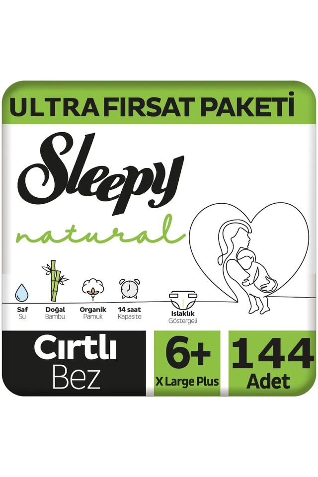 Sleepy Natural Bebek Bezi 6+ Numara Xlarge Plus Ultra Fırsat Paketi Yeni 144 Adet