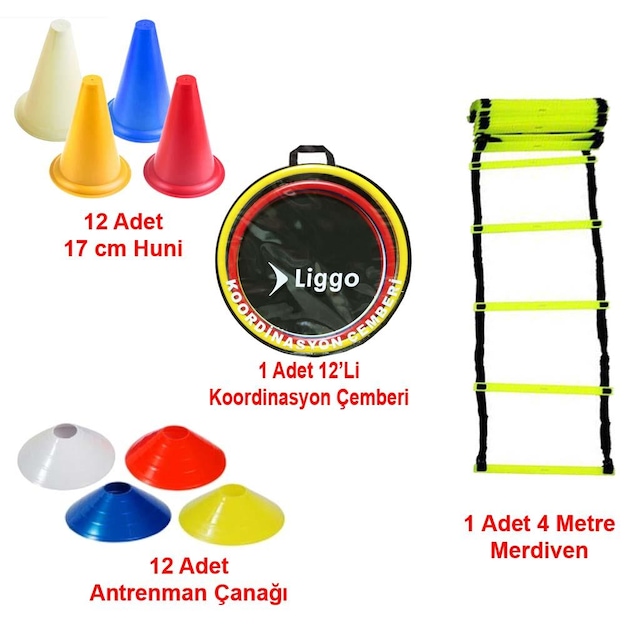 Liggo Antrenman Seti 4 M Merdiven + Huni + Çanak + Koordinasyon Çemberi