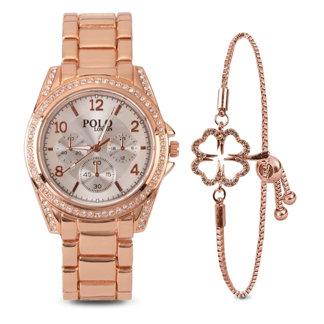 Polo London Lüx Taşlı Bayan Kol Saati Bileklik Hediyeli nk2981
