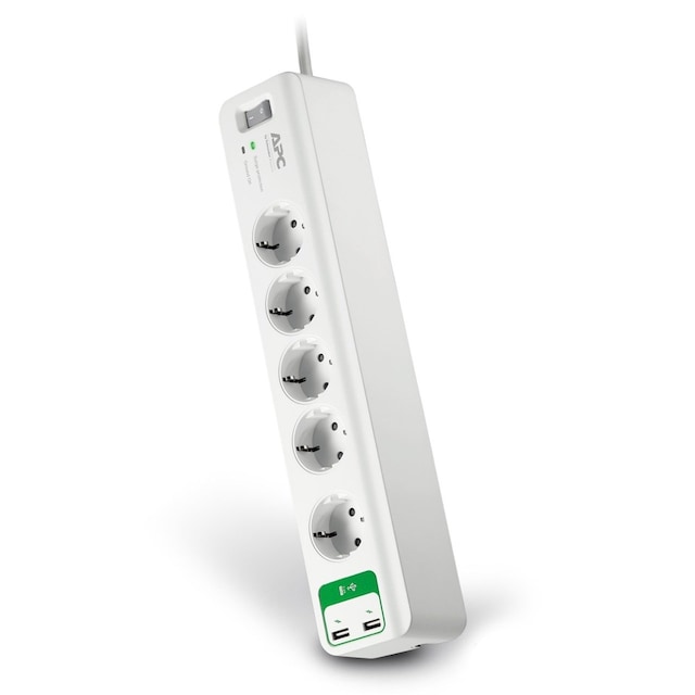 Apc By Schneider Electric PM5U-GR 5'Li Akım Korumalı Priz 2 USB Hızlı Şarj Çıkışlı Beyaz