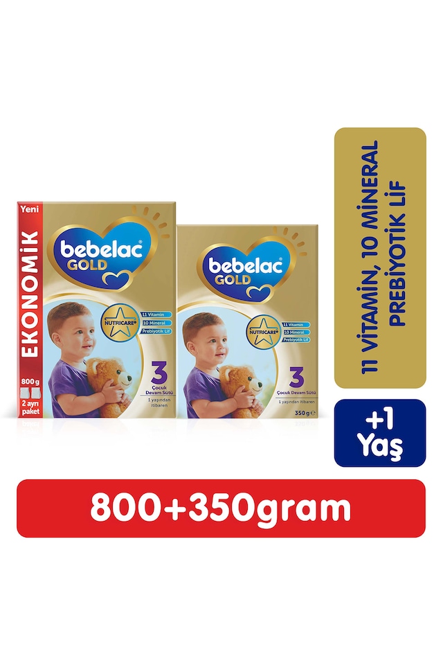 Bebelac Gold 3 Çocuk Devam Sütü 1 Yaş+ 800 G + 350 G