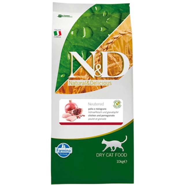 N&D Tahılsız Tavuklu ve Narlı Kısırlaştırılmış Yetişkin Kedi Maması 10 KG