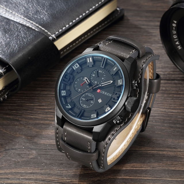 Erkek Kol Saati Deri Kordonlu Kuvars nk1915