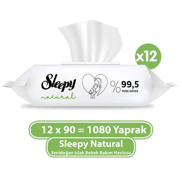 Sleepy Natural Yenidoğan Islak Bebek Bakım Havlusu 12 x 90'lı