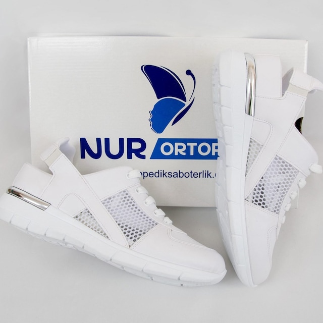 Ortopedik Spor Sandalet Beyaz Fileli Model