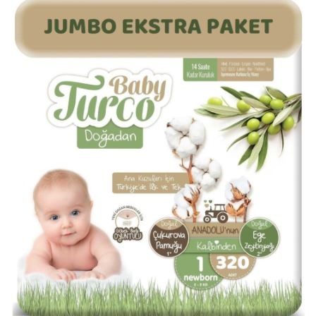 Baby Turco Doğadan Yenidoğan Bebek Bezi 1 Numara Jumbo Ekstra Paket 320 Adet