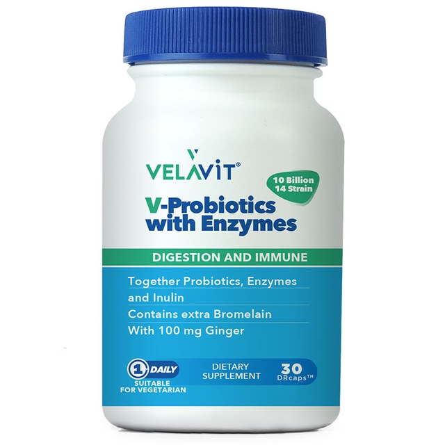 Velavit V-Probiotics Enzymes Takviye Edici Gıda 30   Kapsül