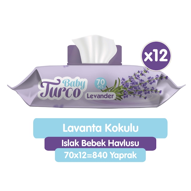 Baby Turco Lavanta Kokulu Islak Bebek Havlusu 12 x 70 Adet