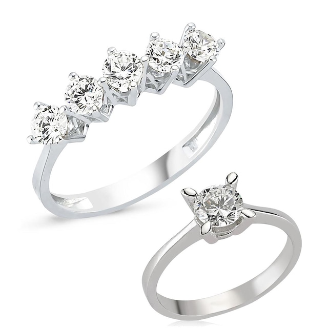 Gümüş Beştaş ve Tektaş Yüzük Seti wsr117tb