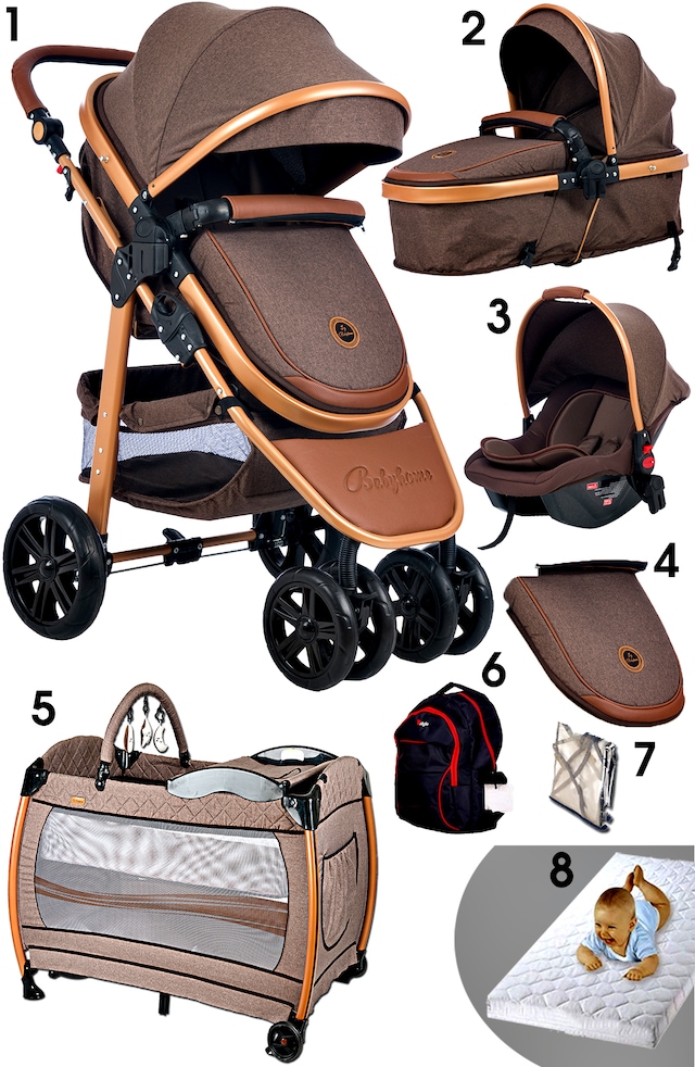 Baby Home 935 Travel Sistem Bebek Arabası + 600 Oyun Parkı Park Yatak Beşik 8'in 1 Yeni Ekonomi Paket Set