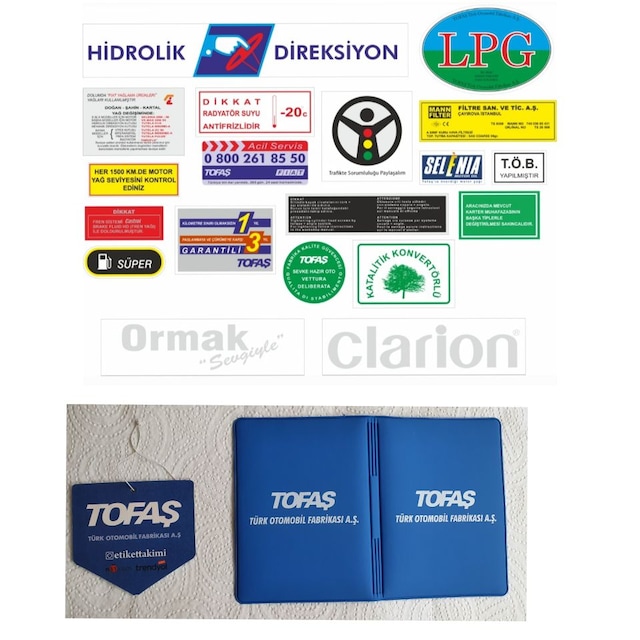 Tofaş Etiket Takımı toplam 21 adet yeni lpg li