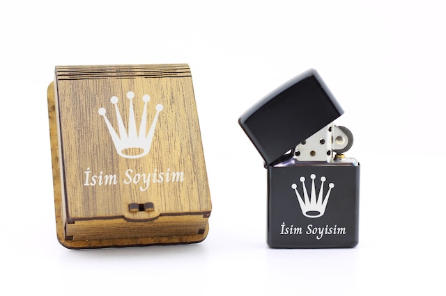Kişiye Özel Benzinli Metal Çakmak 27 Farklı Desen - Ahşap Kutulu