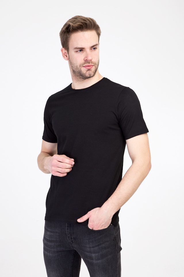 KİĞILI  SLİMFİT DÜZ BİSİKLET YAKA TİŞÖRT