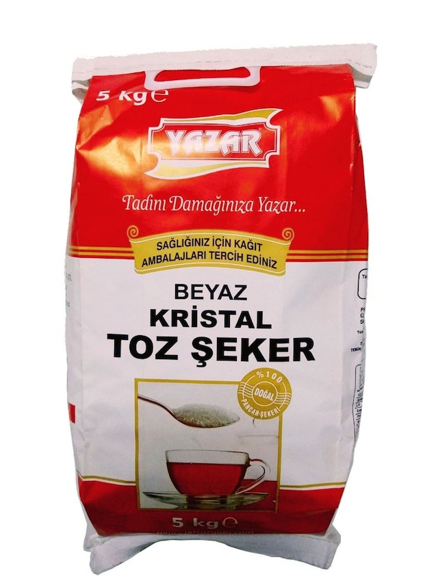 Yazar Kristal Toz Şeker Kraft Ambalaj 5 KG