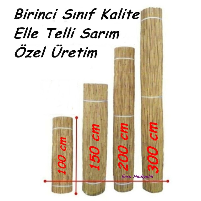 Bambu Kamış Doğal Çit Hasır Gölgelik Özel Telli Sarım