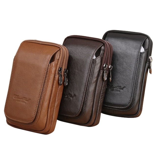 Hakiki Deri Fermuarlı Erkek Cep Bel Çantası