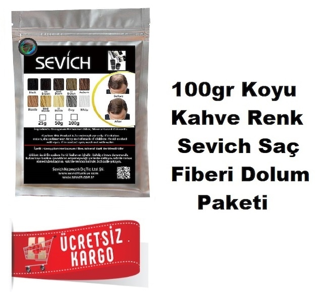 Sevich 100 GR Koyu Kahve Saç Fiberi Keratin Saç Tozu
