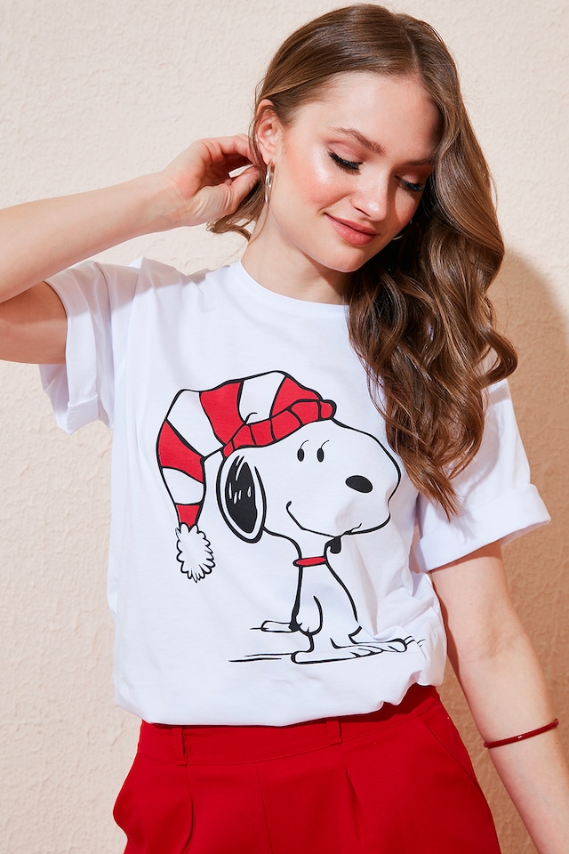 Lela Kadın Baskılı Bisiklet Yaka T Shirt 5411070S