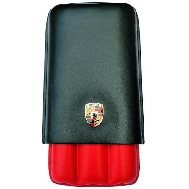 Porsche 3'lü Siyah-Kırmızı Puro Kılıfı