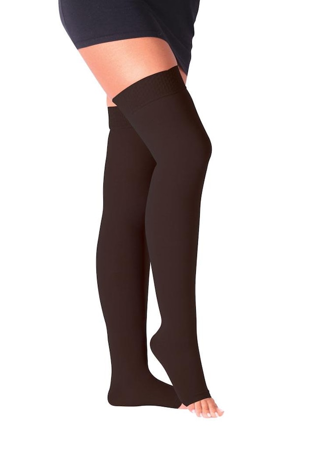 Case K600 Orta Basınç CCL2 Burnu Açık Diz Üstü Siyah Varis Çorabı