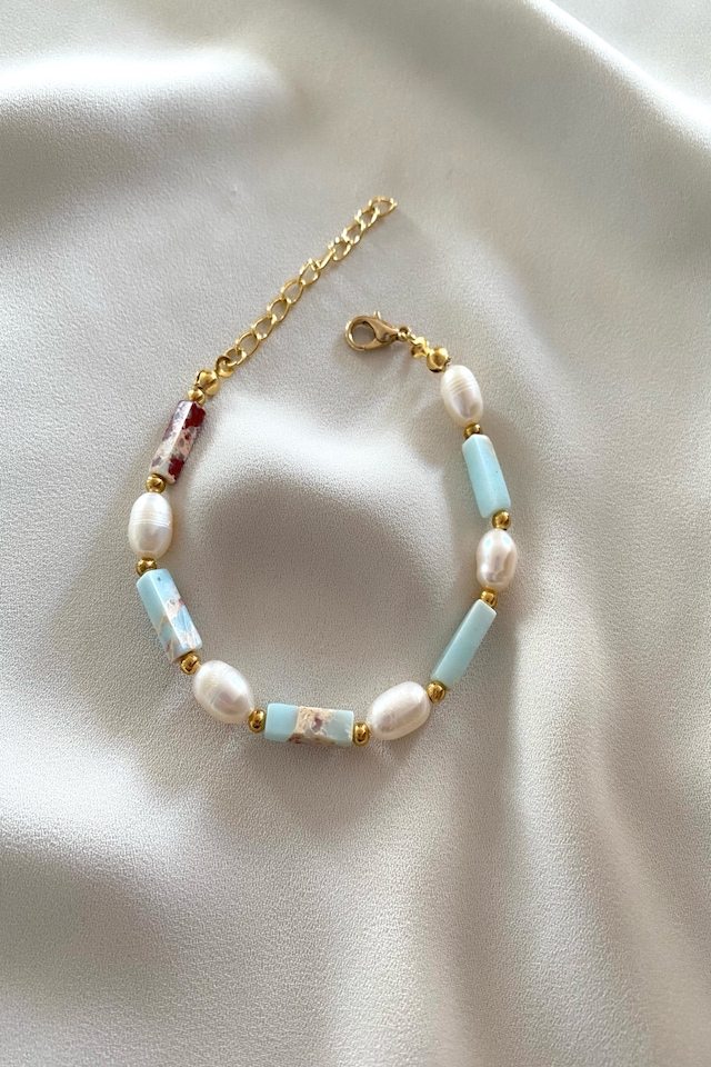 Doğal İnci Detaylı Varisit Doğaltaş Bileklik