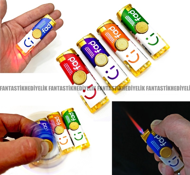 Stres Çarklı Led Işık Torch Alev Pürmüz Rüzgarda Sönmeyen Çakmak