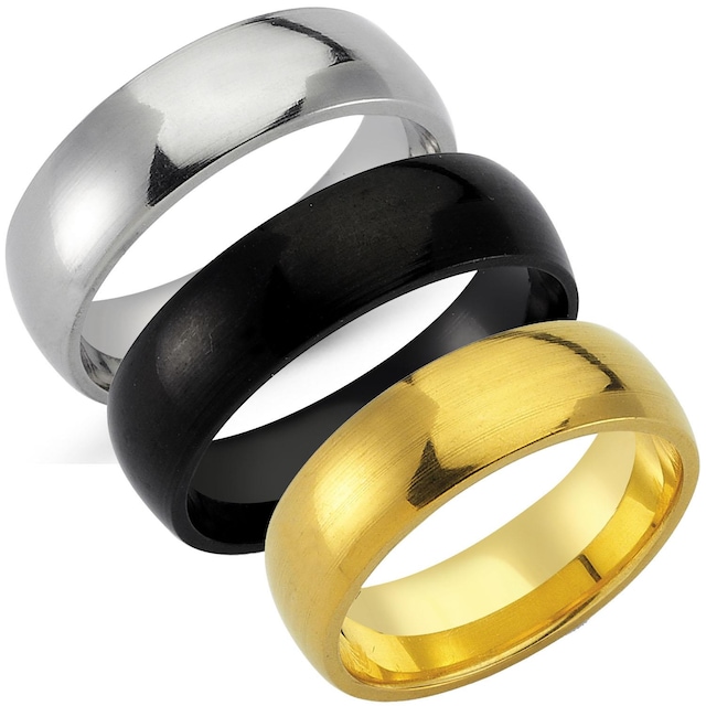 Unisex 6mm Geniş Bombeli Çelik Alyans Yüzük