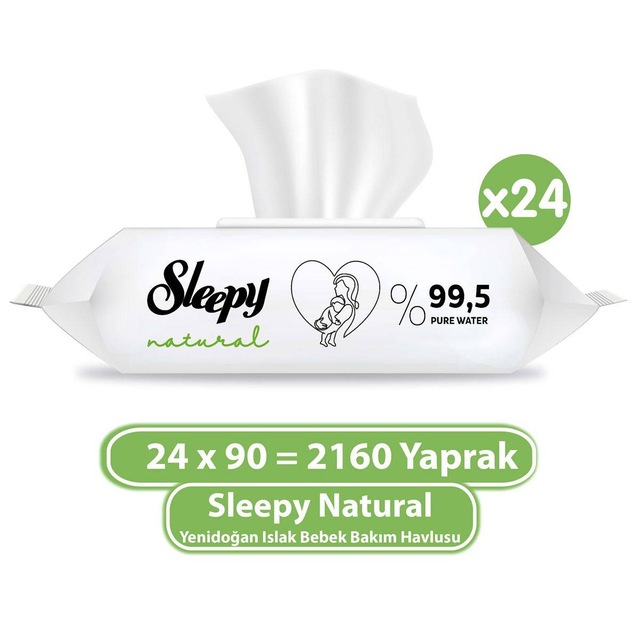 Sleepy Natural Yenidoğan Islak Bebek Bakım Havlusu 24 x 90'lı