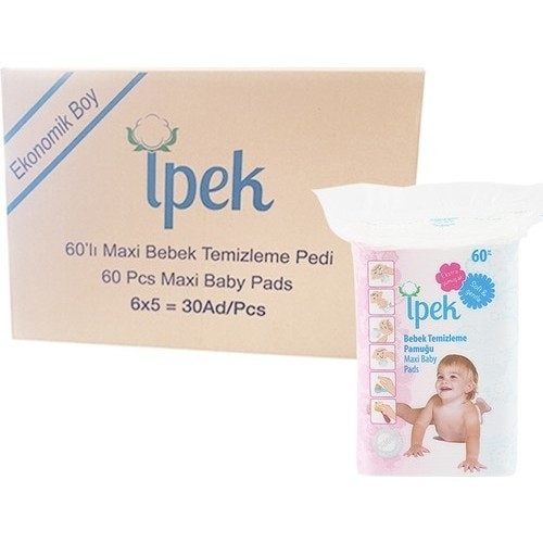İpek Bebek Temizleme Pamuğu 60 x 30 Paket