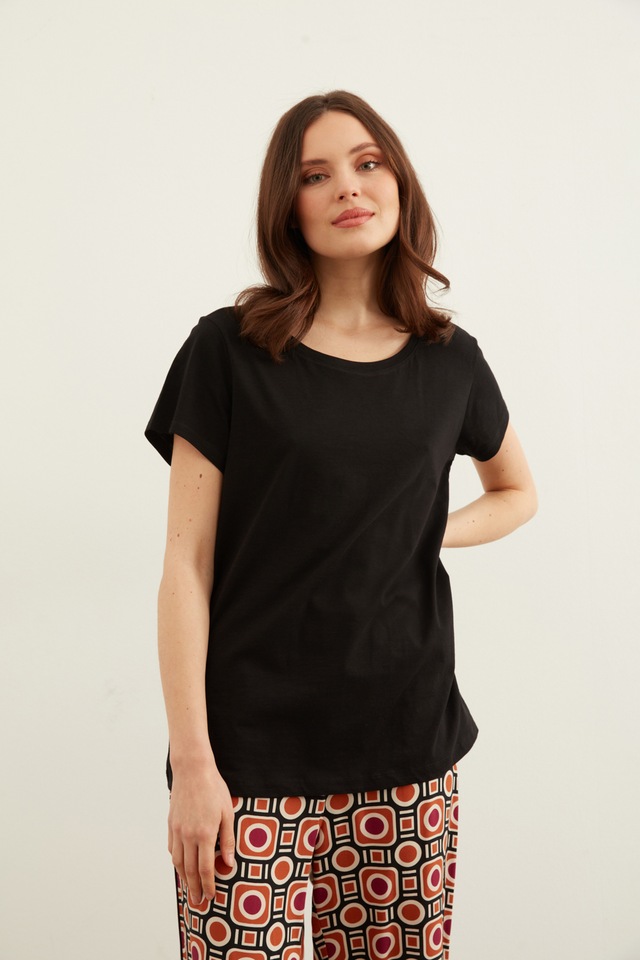 Yuvarlak Yaka Tshirt - Siyah