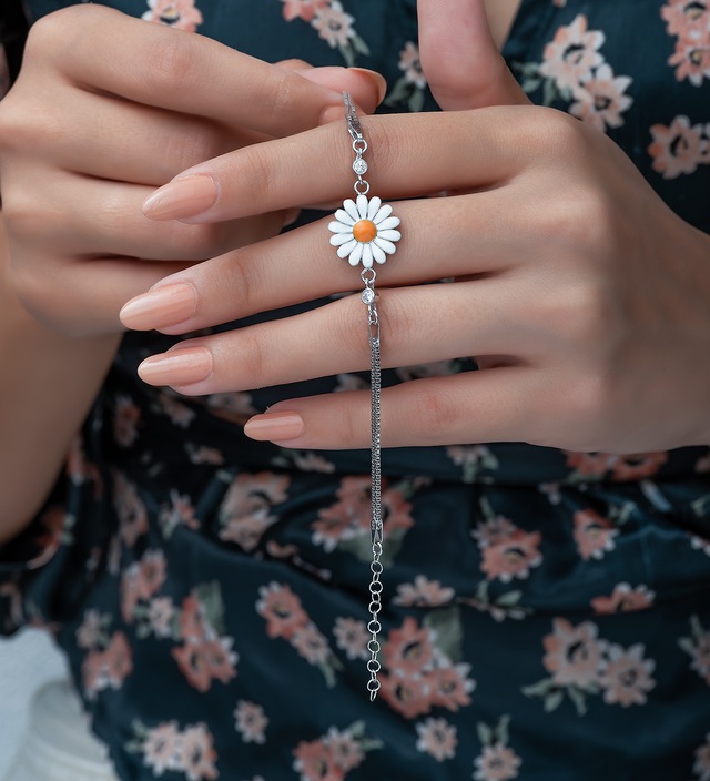 925 Ayar Papatya Kadın Gümüş Bileklik