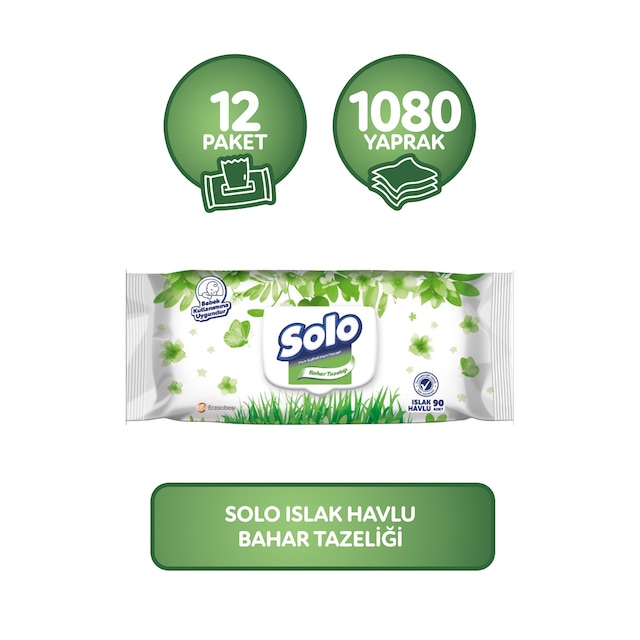 Solo Kapaklı Islak Havlu 12 x 90'lı