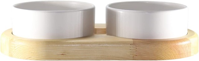 Yılmazel Doğal Ahşap ve Seramikten Modern Kedi Köpek Çift Hazneli