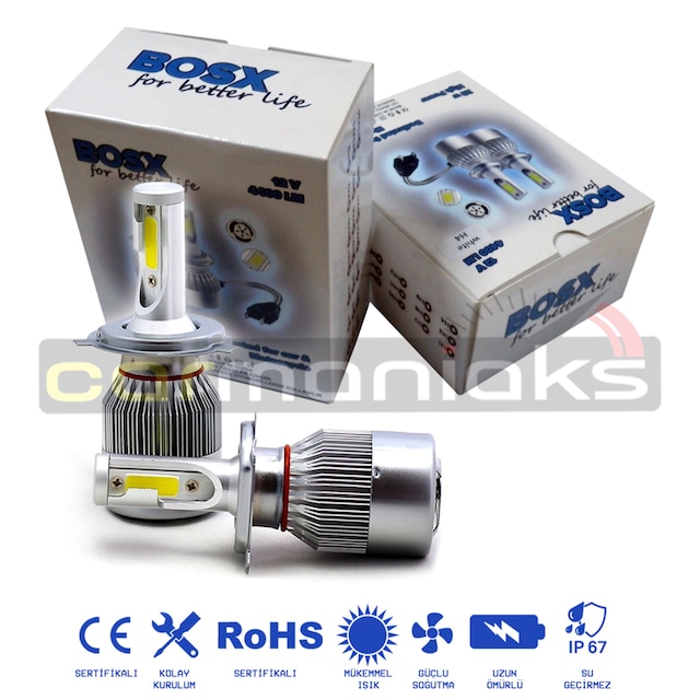 Bosx Ultra Beyaz Led Xenon Far Ampul H1-H3-H4-H7-H8-H11-9005-9006
