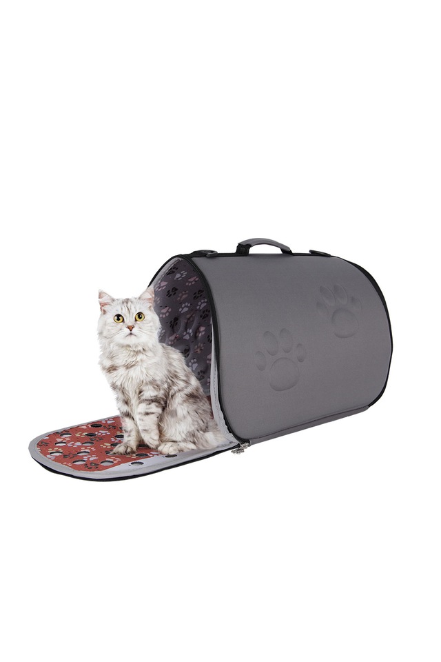 eBavul Katlanabilir Kedi Taşıma Çantası KDKP19019 Gri