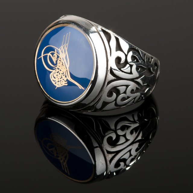 Osmanlı Tuğrası Desenli Mineli Yüzük