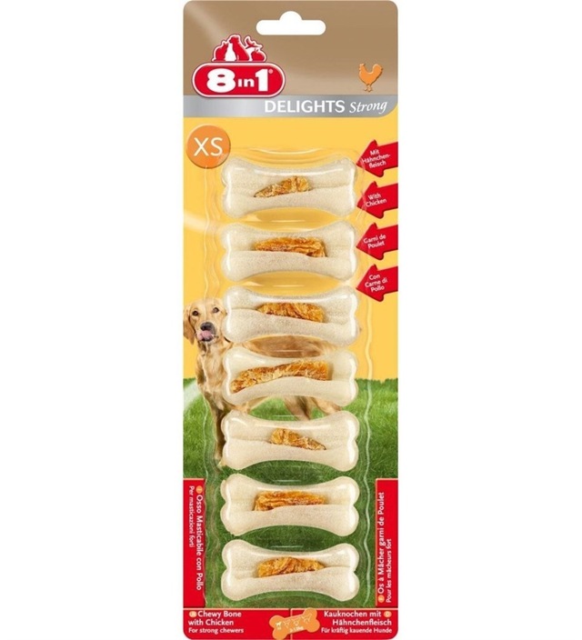 8in1 Delights Strong XS Tavuklu Köpek Ödül Kemiği 7'li 140 G