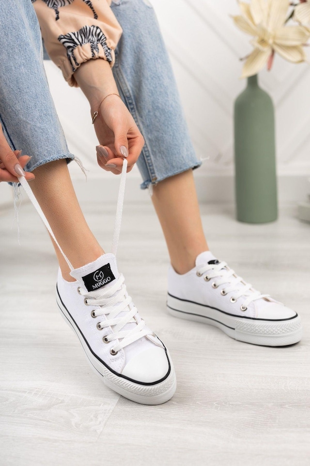 Muggo Taylor Garantili Kadın Kalın Yüksek Taban Kısa Sneaker