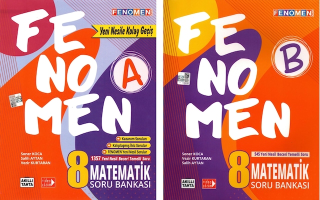 Fenomen 8. Sınıf LGS Matematik Soru Bankası A ve B Kitabı 2 Kitap