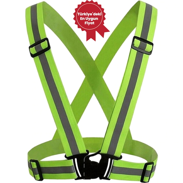 Yüksek Görünümlü Reflektörlü Pratik Şerit İkaz Yeleği ( Düz )