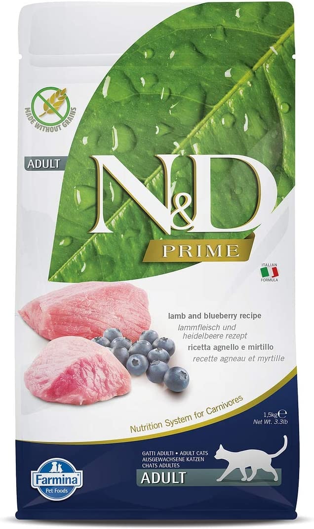 N&D Prime Kuru Kedi Maması, Tahılsız, Kuzu ve Yabanmersinli, Yeti