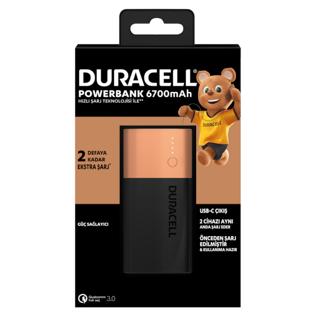 Duracell Powerbank 6700 mAh, Yeni Nesil hızlı şarj teknolojili ta
